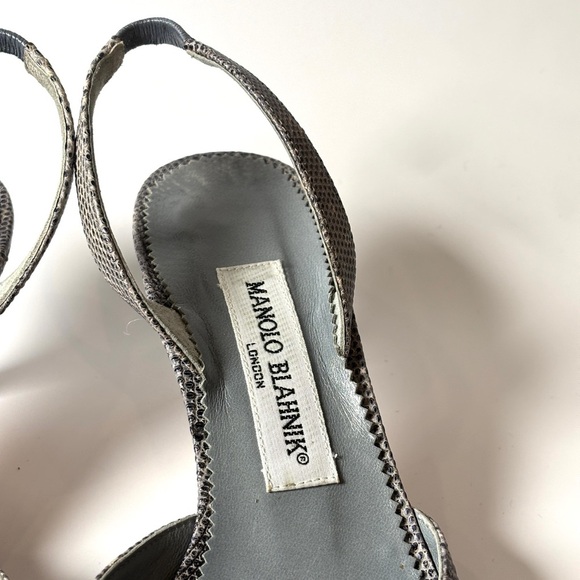 Vintage Manolo Blahnik Slingback Heels – Snakeskin Trim, Gray size 36.5 - Picture 2 of 7